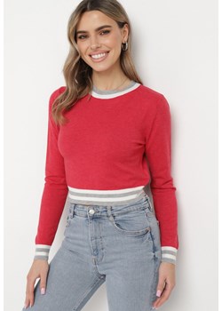Czerwony Sweter o Krótkim Fasonie z Ozdobnymi Ściągaczami Dariema ze sklepu Born2be Odzież w kategorii Swetry damskie - zdjęcie 170308625
