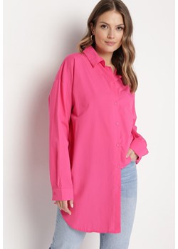 Fuksjowa Bawełniana Koszula o Przedłużonym Fasonie Aslines ze sklepu Born2be Odzież w kategorii Koszule damskie - zdjęcie 170308639
