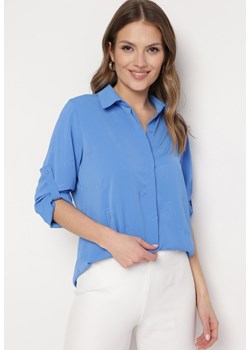 Niebieska Koszula Klasyczna na Guziki Isperria ze sklepu Born2be Odzież w kategorii Koszule damskie - zdjęcie 170308875