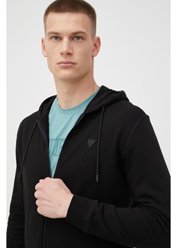 Guess bluza ALDWIN męska kolor czarny z kapturem gładka Z2YQ28 KAIJ1 ze sklepu ANSWEAR.com w kategorii Bluzy męskie - zdjęcie 170313856