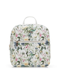 Damski plecak z ekoskóry w kwiaty prosty biały ze sklepu WITTCHEN w kategorii Plecaki - zdjęcie 170314778