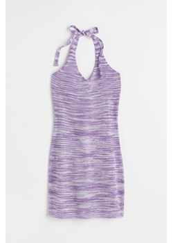 H & M - Dzianinowa sukienka z mocowaniem na szyi - Fioletowy ze sklepu H&M w kategorii Sukienki - zdjęcie 170318239