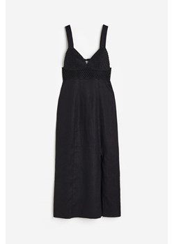 H & M - Lniana sukienka z haftem angielskim - Czarny ze sklepu H&M w kategorii Sukienki - zdjęcie 170318289