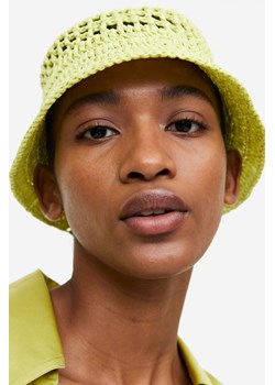 H & M - Słomkowy kapelusz o wyglądzie szydełkowej robótki - Żółty ze sklepu H&M w kategorii Kapelusze damskie - zdjęcie 170318385