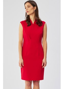 Czerwona sukienka z finezyjnym dekoltem na zakładkę S360, Kolor czerwony, Rozmiar L, Stylove ze sklepu Primodo w kategorii Sukienki - zdjęcie 170320848