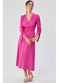 Sukienka midi liliowa z wiązanymi mankietami S365, Kolor liliowy, Rozmiar L, Stylove ze sklepu Primodo w kategorii Sukienki - zdjęcie 170320926