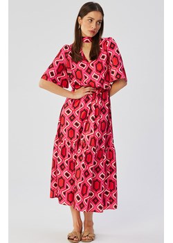 Sukienka maxi z falbaną S367/1, Kolor różowy-wzór, Rozmiar L, Stylove ze sklepu Primodo w kategorii Sukienki - zdjęcie 170320945