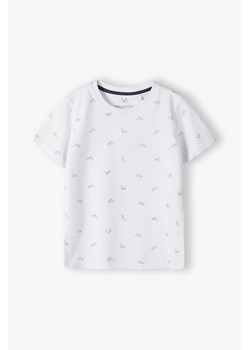 Dzianinowy t-shirt dla chłopca biały - Max&Mia ze sklepu 5.10.15 w kategorii T-shirty chłopięce - zdjęcie 170326115