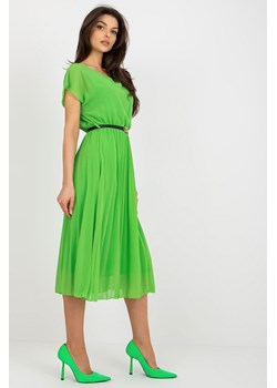 Jasnozielona plisowana sukienka z wiskozą ze sklepu 5.10.15 w kategorii Sukienki - zdjęcie 170326187