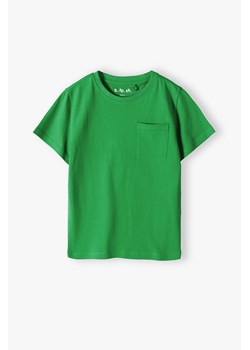 Zielony dzianinowy t-shirt z kieszonką - 5.10.15. ze sklepu 5.10.15 w kategorii T-shirty chłopięce - zdjęcie 170326339