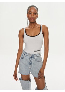 Karl Lagerfeld Jeans Body 241J1710 Biały Slim Fit ze sklepu MODIVO w kategorii Bluzki damskie - zdjęcie 170327007
