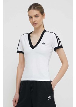 adidas Originals t-shirt 3-Stripe V-Neck Tee damski kolor biały IR8114 ze sklepu PRM w kategorii Bluzki damskie - zdjęcie 170329776