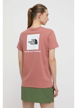 The North Face t-shirt bawełniany damski kolor różowy ze sklepu ANSWEAR.com w kategorii Bluzki damskie - zdjęcie 170333276