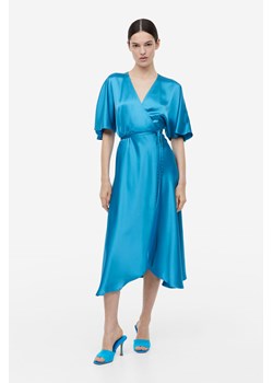 H & M - Satynowa sukienka kopertowa - Niebieski ze sklepu H&M w kategorii Sukienki - zdjęcie 170335248