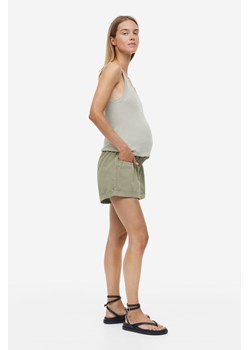 H & M - MAMA Szorty z talią paper bag - Zielony ze sklepu H&M w kategorii Spodenki ciążowe - zdjęcie 170335365