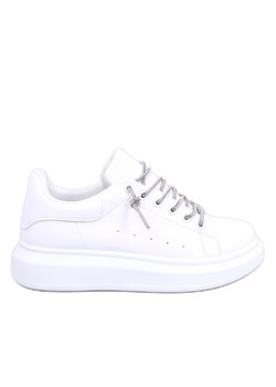 Sneakersy z kryształkowymi sznurówkami Series WHITE/SILVER białe ze sklepu ButyModne.pl w kategorii Trampki damskie - zdjęcie 170335789