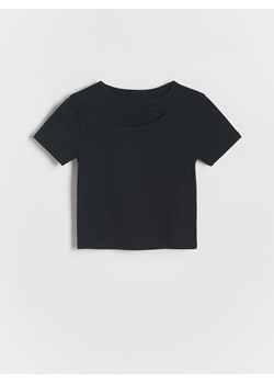 Reserved - T-shirt z wycięciem - czarny ze sklepu Reserved w kategorii Bluzki dziewczęce - zdjęcie 170339135
