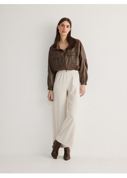 Reserved - Dzianinowe spodnie z modalem - kremowy ze sklepu Reserved w kategorii Spodnie damskie - zdjęcie 170339285