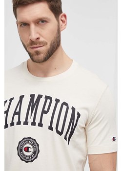 Champion t-shirt bawełniany męski kolor beżowy z nadrukiem 219852 ze sklepu ANSWEAR.com w kategorii T-shirty męskie - zdjęcie 170339868