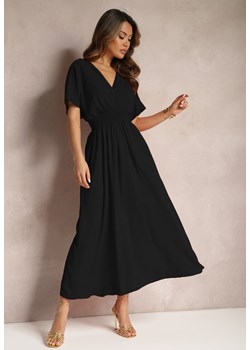 Czarna Rozkloszowana Sukienka Długa o Kopertowym Kroju Alarava ze sklepu Renee odzież w kategorii Sukienki - zdjęcie 170340215