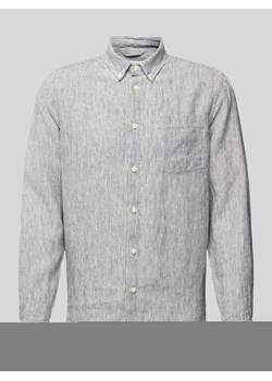 Koszula lniana o kroju regular fit z kieszenią na piersi ze sklepu Peek&Cloppenburg  w kategorii Koszule męskie - zdjęcie 170342389