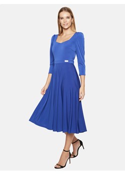 Niebieska sukienka rozkloszowana midi L'AF Santana ze sklepu Eye For Fashion w kategorii Sukienki - zdjęcie 170343425