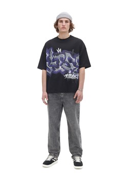 Cropp - Czarny t-shirt z nadrukiem graffiti - czarny ze sklepu Cropp w kategorii T-shirty męskie - zdjęcie 170343488