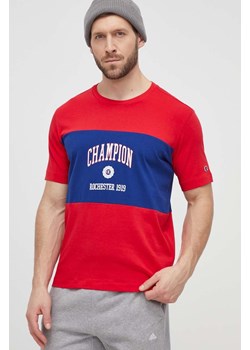 Champion t-shirt bawełniany męski kolor czerwony z nadrukiem 219853 ze sklepu ANSWEAR.com w kategorii T-shirty męskie - zdjęcie 170344767