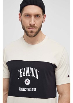 Champion t-shirt bawełniany męski kolor beżowy z nadrukiem 219853 ze sklepu ANSWEAR.com w kategorii T-shirty męskie - zdjęcie 170345055