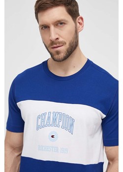 Champion t-shirt bawełniany męski kolor niebieski z nadrukiem 219853 ze sklepu ANSWEAR.com w kategorii T-shirty męskie - zdjęcie 170345136