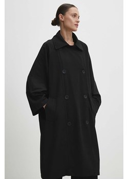 Answear Lab płaszcz damski kolor czarny przejściowy dwurzędowy ze sklepu ANSWEAR.com w kategorii Płaszcze damskie - zdjęcie 170345218