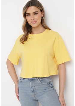 Żółty Bawełniany T-shirt o Szerokim Kroju z Krótkim Rękawem Branjas ze sklepu Born2be Odzież w kategorii Bluzki damskie - zdjęcie 170379926