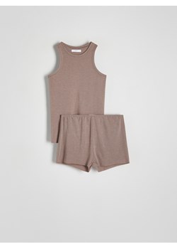 Reserved - Dwuczęściowa piżama z wiskozą - jasnofioletowy ze sklepu Reserved w kategorii Piżamy damskie - zdjęcie 170382648