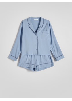 Reserved - Dwuczęściowa piżama z wiskozy - jasnoniebieski ze sklepu Reserved w kategorii Piżamy damskie - zdjęcie 170386067