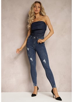 Niebieskie Jeansy Skinny z Przetarciami i Postrzępionymi Krawędziami Tarniana ze sklepu Renee odzież w kategorii Jeansy damskie - zdjęcie 170389329