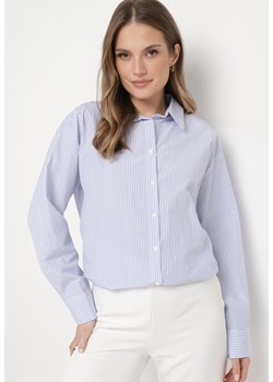 Niebieska Koszula o Klasycznym Fasonie w Paski Lorise ze sklepu Born2be Odzież w kategorii Koszule damskie - zdjęcie 170390097