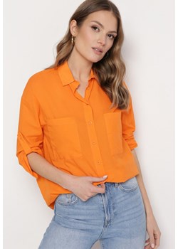 Pomarańczowa Bawełniana Koszula Klasyczna z Kieszeniami Sasana ze sklepu Born2be Odzież w kategorii Koszule damskie - zdjęcie 170390277