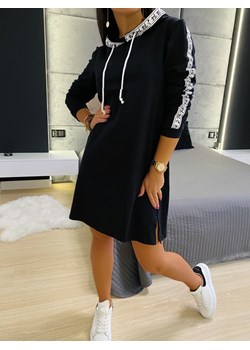 Czarna Sportowa Sukienka z Kapturem ze sklepu ModnaKiecka.pl w kategorii Sukienki - zdjęcie 170393759