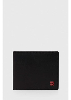 HUGO portfel skórzany męski kolor czarny ze sklepu ANSWEAR.com w kategorii Portfele męskie - zdjęcie 170394338
