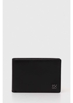 HUGO portfel skórzany męski kolor czarny 50519512 ze sklepu ANSWEAR.com w kategorii Portfele męskie - zdjęcie 170394349