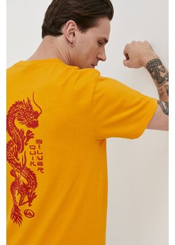Quiksilver t-shirt bawełniany męski kolor żółty z nadrukiem ze sklepu ANSWEAR.com w kategorii T-shirty męskie - zdjęcie 170394596
