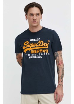 Superdry t-shirt bawełniany męski kolor granatowy z nadrukiem ze sklepu ANSWEAR.com w kategorii T-shirty męskie - zdjęcie 170394639