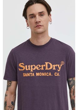 Superdry t-shirt bawełniany męski kolor fioletowy z nadrukiem ze sklepu ANSWEAR.com w kategorii T-shirty męskie - zdjęcie 170394649