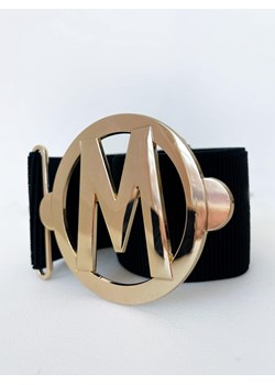 pasek na gumie z okrągłą złotą klamrą "m" by mielczarkowski - czarny ze sklepu STYLOWO w kategorii Paski damskie - zdjęcie 170395069
