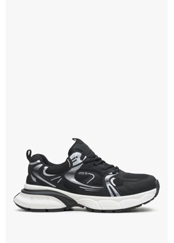 ES8: Czarne sneakersy damskie ze srebrnymi zdobieniami ze sklepu Estro w kategorii Buty sportowe damskie - zdjęcie 170395246