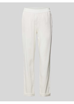 Spodnie lniane o kroju regular fit z elastycznym pasem ze sklepu Peek&Cloppenburg  w kategorii Spodnie damskie - zdjęcie 170396225