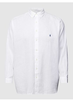 Koszula lniana PLUS SIZE o kroju straight fit z wyhaftowanym logo ze sklepu Peek&Cloppenburg  w kategorii Koszule męskie - zdjęcie 170396588