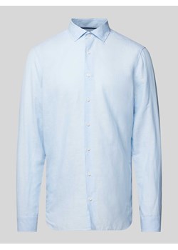 Koszula biznesowa z mieszanki lnu i bawełny w jednolitym kolorze ze sklepu Peek&Cloppenburg  w kategorii Koszule męskie - zdjęcie 170396645