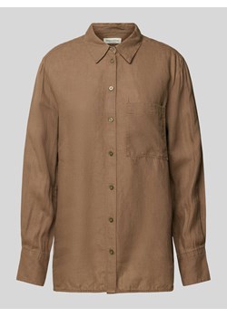 Bluzka koszulowa z lnu z kieszenią na piersi ze sklepu Peek&Cloppenburg  w kategorii Koszule damskie - zdjęcie 170396718