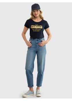 Koszulka damska z błyszczącym nadrukiem granatowa Iris 403 ze sklepu Big Star w kategorii Bluzki damskie - zdjęcie 170403375
